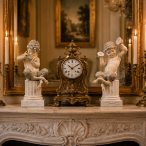 Paire de statues en porcelaine polychrome – Enfants satyres musiciens – Espagne