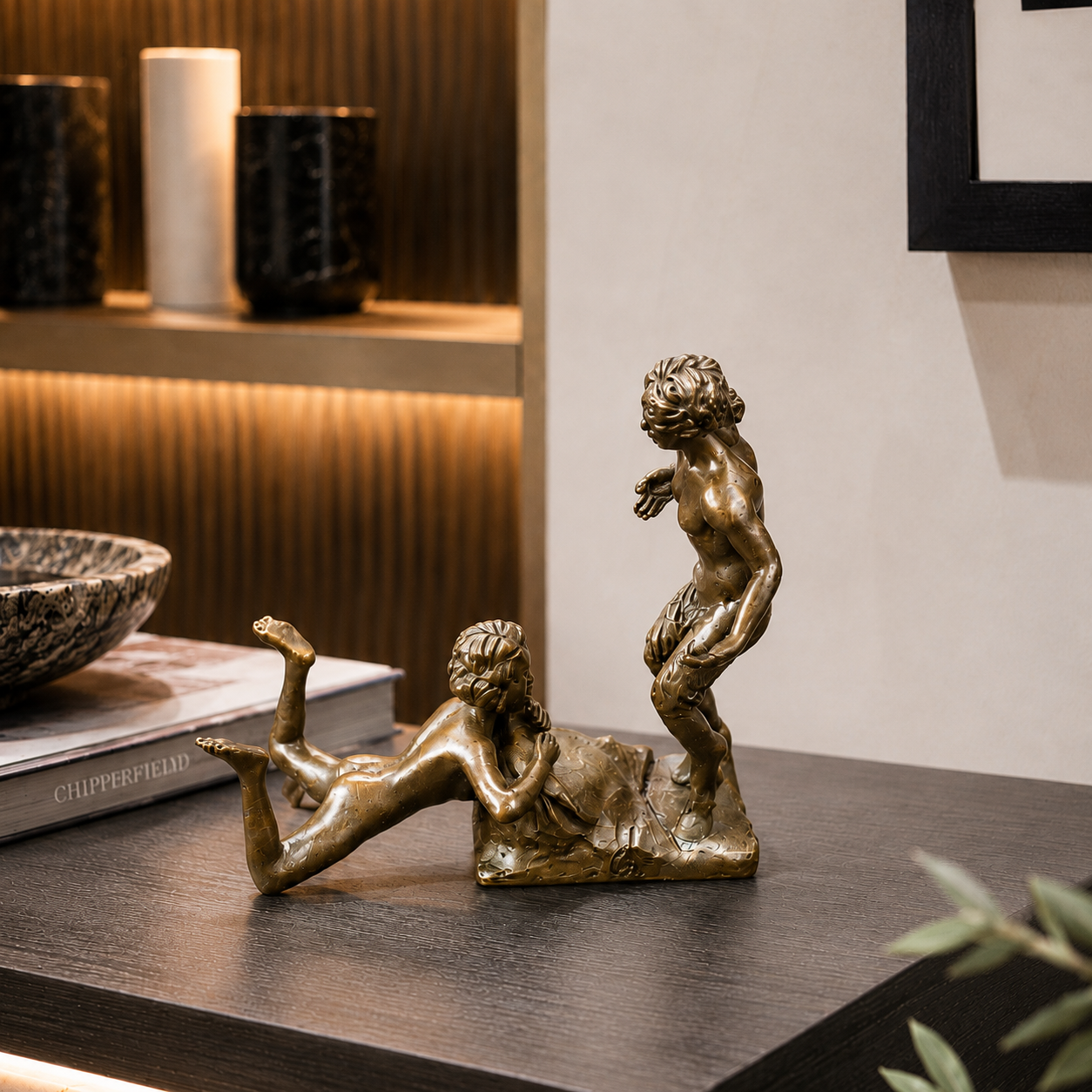 Rare groupe érotique en bronze de style viennois – Satyre et nymphe – 10 cm