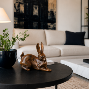 Lapin en bronze signé Pierre Chenet – Sculpture animalière Art Déco