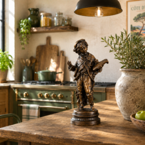 Superbe sculpture en bronze « Le Vendeur de Journaux » – Belle Époque