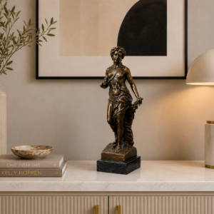 Grande sculpture en bronze « Nymphe » sur socle en marbre – Cachet Bronze Garanti Paris