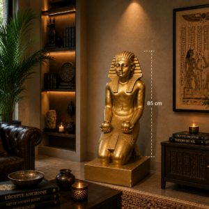 Grande statue de pharaon égyptien dorée – 85 cm