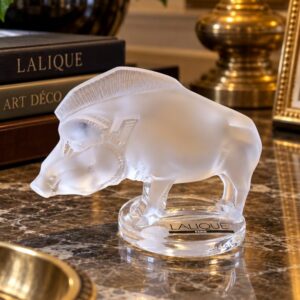 Sanglier en cristal signé Lalique France – 9 × 7 cm